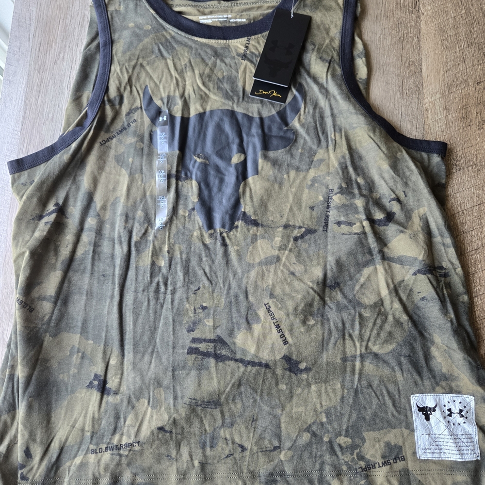 Under Armour Project Rock Green and Black Camouflage Tank
